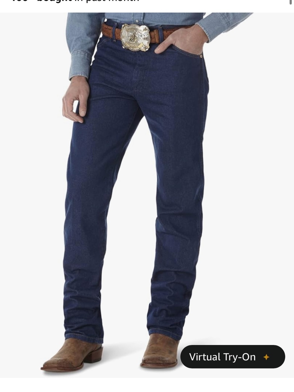 Prewashed Indigo Wrangler Cowboy Cut Original Jeans 33 x 32